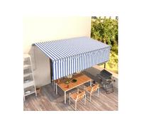 Auvent rétractable automatique avec store 5x3 m Bleu et blanc
