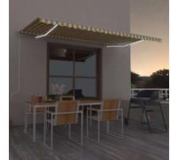 Auvent rétractable automatique avec télécommande, structure en aluminium et tissu en polyester imperméable, capteur de vent et lumières LED pour terrasse et jardin