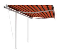 Vidaxl Auvent Rétractable Automatique Poteaux 3,5x2,5 M Orange Marron