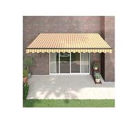 Auvent rétractable automatique jaune et blanc 4,5x3 m