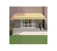 Vidaxl Auvent Rétractable Jaune Et Blanc 5x3 M Tissu Et Aluminium