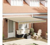 Auvent Rétractable Automatique Vidaxl Vert Et Jaune 400x300 Cm, Tissu De Remplacement Pour Auvent Vidaxl Cadre 4x3 M Vert Et Jaune