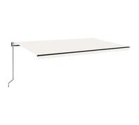 Auvent rétractable avec capteur de vent et LED 500 x 350 cm, couleur crème, résistant aux UV, pour terrasse, ombrage et protection, installation facile, solution d'auvent d'extérieur