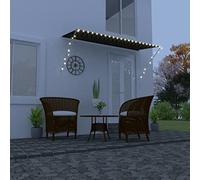 Auvent rétractable avec LED 300 x 150 cm, anthracite, pour pelouse et jardin, extérieur, fenêtre et porte