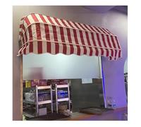Auvent rétractable courbé pour l'extérieur pour fenêtre et porte - Résistant à la pluie, aux UV et à la neige - Installation facile pour terrasse, balcon, terrasse - Rouge - 130 x 60 x 60 cm