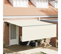 vidaXL Store motorisé rétractable 4 x 3 m Crème Anthracite. Structure en alu, résistant aux UV, imperméable. Protection Solaire extérieure, Facile à Nettoyer. Rideaux Transparents. Système de Montage