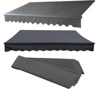 Auvent rétractable de rechange en tissu de protection UV - Pour porte, fenêtre, cour, terrasse, balcon, gris foncé, 2 x 1,5 m - Toile d'ombrage