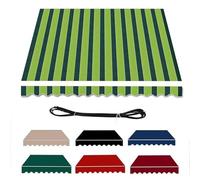 Auvent rétractable de rechange en tissu polyester imperméable pour jardin, cour, 5 x 1,5 m, rayures avec cantonnière avant