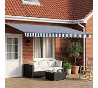 vidaXL Auvent rétractable électrique Bleu et Blanc 4 × 3 m, Store Automatique, auvent électrique Moderne, Solution de Protection Solaire rétractable, Couverture de Patio en Aluminium, abri extérieur,