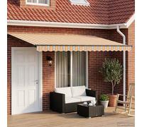 vidaXL Auvent rétractable électrique Bleu et Orange 4 × 3 m, Store automatique, auvent électrique moderne, solution de protection solaire rétractable, couverture de patio en aluminium, abri extérieur,
