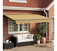 Auvent rétractable électrique 3,5 x 2,5 m avec télécommande et manivelle, polyester avec revêtement PU, cadre en acier-aluminium, semi-cassette, installation facile