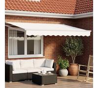 vidaXL Auvent rétractable électrique Blanc 3,5 x 2,5 m, Store automatique, auvent électrique moderne, solution de protection solaire rétractable, couverture de patio en aluminium, abri extérieur, écla