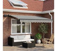 vidaXL Auvent rétractable électrique Anthracite et blanc 3,5 x 2,5 m, Store automatique, auvent électrique moderne, solution de protection solaire rétractable, couverture de patio en aluminium, abri e