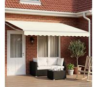 vidaXL Auvent rétractable électrique Crème 4 × 3 m, Store automatique, auvent électrique moderne, solution de protection solaire rétractable, couverture de patio en aluminium, abri extérieur, éclairag