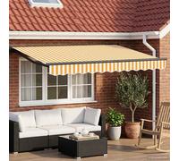 vidaXL Auvent rétractable électrique Jaune et Blanc 3,5 x 2 m, Jardin et terrasse, Store électrique Moderne, Store rétractable pour Ombre extérieure avec réglage Facile