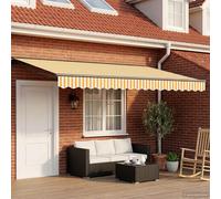 vidaXL Auvent rétractable électrique Jaune et Blanc 5 x 3 m, Jardin et terrasse, Store électrique Moderne, Store rétractable pour Ombre extérieure avec réglage Facile