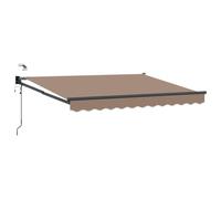 Auvent Rétractable Électrique Taupe 100% Polyester et Aluminium | LED intégré,capteur météo automatique,télécommande incluse,assemblage requis,chiffon humide