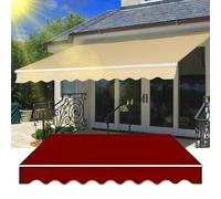 Auvent rétractable et étanche avec connecteur en T - 300 x 250 cm - Idéal pour balcon, terrasse - Protection solaire - Bordeaux - 200 x 150 cm - Accessoire d'extérieur