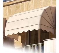Auvent rétractable imperméable pour fenêtres et portes - Auvent incurvé en polyester pour la maison, la terrasse, le balcon et le café - Solution pliable de protection contre la pluie et la neige