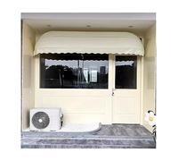 Auvent rétractable incurvé en aluminium polyester pour terrasse, balcon, porte et fenêtre - Abri d'extérieur - Blanc - 120 x 80 x 80 cm