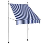 Auvent Rétractable Manuel 100 Cm Rayures Bleues Et Blanches Bleu