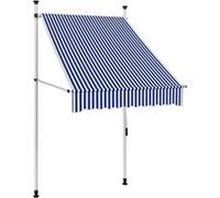 vidaXL Auvent rétractable manuel de terrasse 100 cm - Rayures bleues et blanches