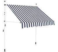 Auvent rétractable manuel 150 cm Rayures bleues et blanches Bleu et blanc G
