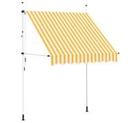Auvent Rétractable Manuel 200 cm Rayures Oranges et Blanches | Polyester revêtement PU, hydrofuge salissure, résistant UV intempéries, cadre acier, manivelle ajustable gauche droite,