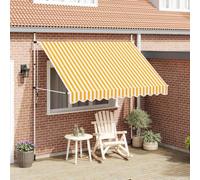 Auvent rétractable manuel, 300 cm, rayé orange/blanc, imperméable, résistant aux UV, polyester avec revêtement PU, cadre en acier, manivelle à gauche et à droite, hauteur