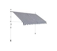 vidaXL Auvent rétractable manuel 300 cm – Rayures bleues et blanches – Bleu