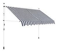 vidaXL Auvent Rétractable Manuel Store Balcon Fenêtre Jardin Terrasse Extérieur Hydrofuge Résistant aux UV 300 cm Rayures Bleues et Blanches