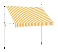 Auvent Rétractable Manuel 300 cm Rayures Oranges et Blanches | Polyester revêtement PU, cadre acier, manivelle gauche ou droite, hauteur et angle réglables