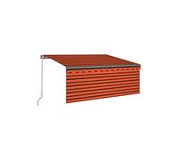 Auvent rétractable manuel avec store 3,5x2,5 m Orange et marron