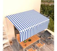 Prolenta Premium - Auvent Rétractable Manuel Avec Store 5x3 M Bleu Et Blanc Bleu