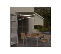 vidaXL Auvent Rétractable Manuel avec Store et LED Banne Pliable Jardin Balcon Terrasse Extérieur Protection contre Rayons UV 3,5x2,5 m Crème G