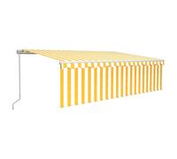 Auvent Rétractable Manuel Avec Store Led 5x3 M Jaune Et Blanc