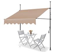 Auvent rétractable manuel, avec supports de serrage, auvent d'extérieur avec bras pliants, couverture de balcon à manivelle, hauteur réglable, pare-soleil anti-UV et imperméable, sans vis