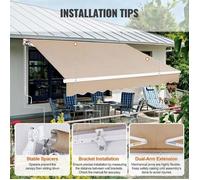 Auvent Rétractable Manuel-Duoku-Auvent De Patio Extérieur-Pare-Soleil Rétractable-Abri Pare-Soleil-Avec Manivelle Pour Jardin Multicolore