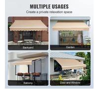 Auvent Rétractable Manuel-Duoku-Pare Soleil Extérieur 10 X 8 Pieds-Auvent De Porte-Fenêtre Et De Fenêtre-Avec Manivelle Multicolore