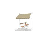 VOUNOT® Auvent rétractable manuel 200cm Beige - Sans perçage - Hauteur et inclinaison réglable - Store banne avec manivelle
