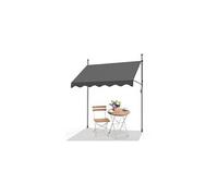 VOUNOT Auvent Manuel Rétractable Résistant aux UV Store Banne de Jardin en Acier Polyester avec Manivelle sans Perçage Auvent Téléscopique Hauteur et Inclinaison Réglable 250cm Gris