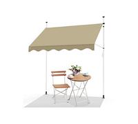 VOUNOT® Auvent rétractable manuel 300cm Beige - Sans perçage - Hauteur et inclinaison réglable - Store banne avec manivelle