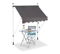Bc-Elec - Hhyva1512-Ant Auvent Rétractable Manuel Store Banne Marquise Pour Patio & Terrasse 150x120cm Gris Antracite Gris