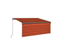 Vidaxl Auvent Rétractable Manuel Store Et Led 3x2,5 M Orange Et Marron