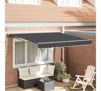 vidaXL Auvent Rétractable Anthracite 300x250 cm Tissu, Auvent rétractable Contemporain, matériaux résistants à l'eau, Protection UV, Solution de canopée extérieure