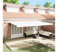 Auvent Rétractable Manuel Vidaxl Avec Led Blanche 600x300 Cm, Tissu De Remplacement Pour Auvent Vidaxl Pour Cadre De 6x3 M Blanc