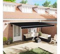 Auvent Rétractable Manuel Vidaxl Avec Led Noir 500 X 300 Cm, Tissu De Remplacement Pour Auvent Vidaxl 5 X 3 M Noir