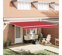 Auvent Rétractable Manuel Vidaxl Avec Led Rouge 450x300 Cm, Tissu De Remplacement Pour Auvent Vidaxl 4,5x3 M Rouge