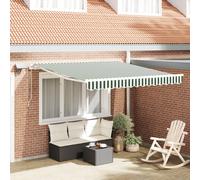 Auvent Rétractable Manuel Vidaxl Avec Led Vert Et Blanc 300x250 Cm, Tissu De Remplacement Pour Auvent Vidaxl 3x2.5 M Cadre Vert Et Blanc