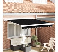 vidaXL Auvent Rétractable Manuel Noir 350X250 cm Résistant à l'eau & Résistant aux UV Ombre d'Été pour Balcon Espaces Extérieurs Patio Auvents Modernes à Finition Mate